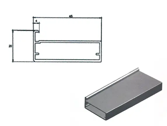 Foto Ampliada 1 Perfil de aluminio para vitrinas de vídrio. Mini4